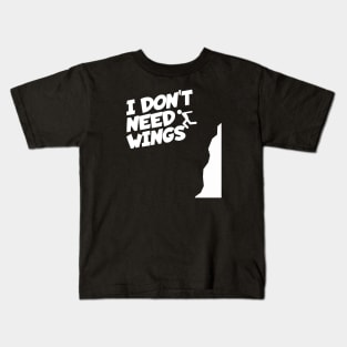 Cliff jumping i don' need wings Kids T-Shirt